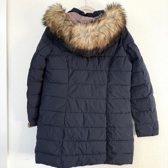 Laundry by Shelli Segal Puffer Coat Navy Faux Fur Hood Women's M Water Resistant - Picture 6 of 6